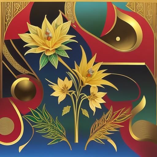 Byzantine Art Deco Botanical Crystal Calligraphy