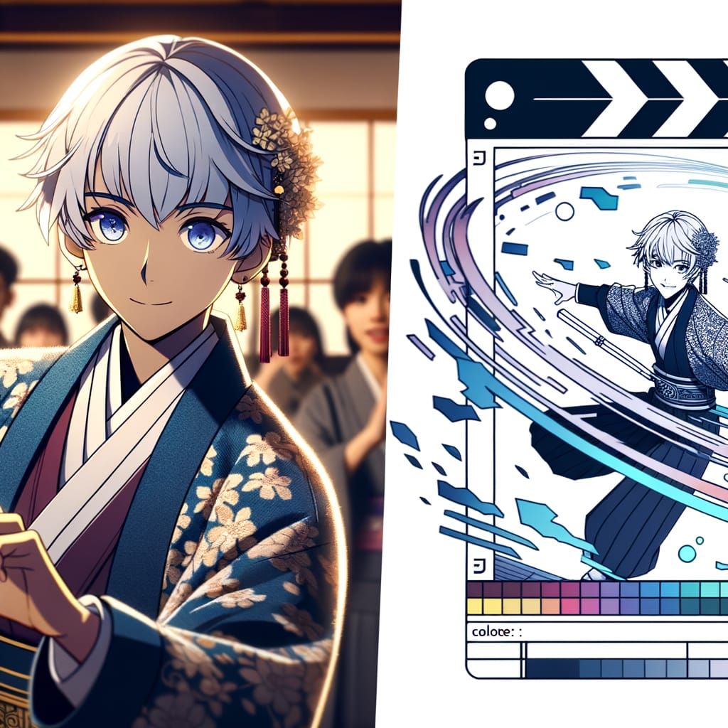 Silver Haired Maid Character Card in Anime Style