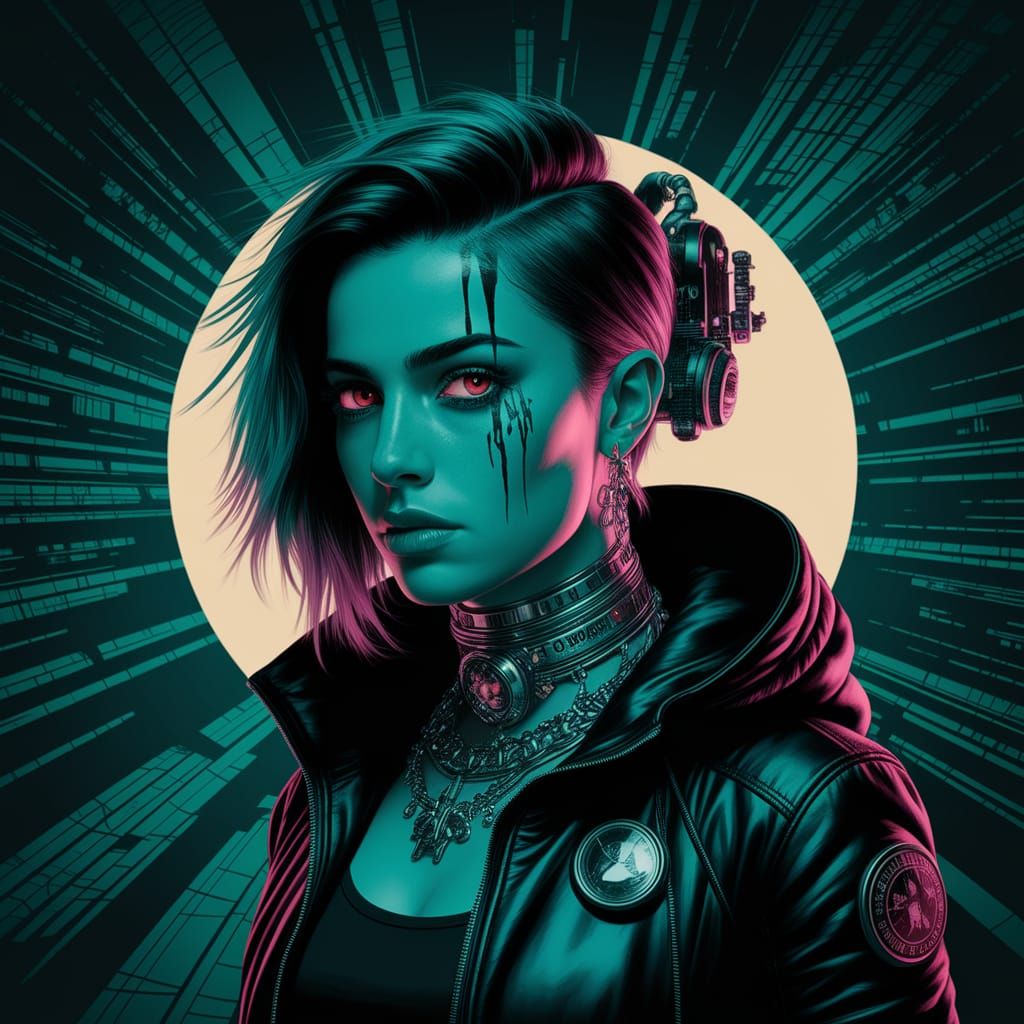 Cyberpunk Design with Sharp Focus in Dark Tones