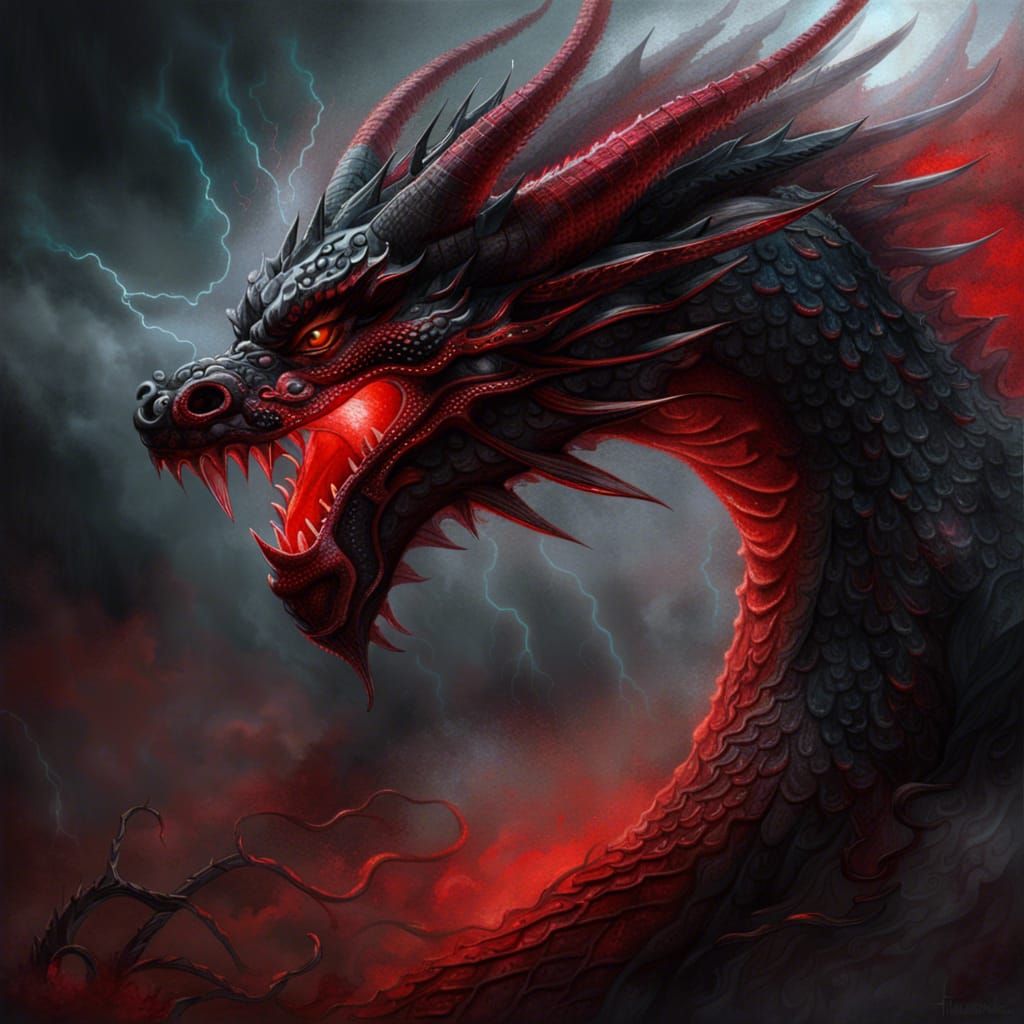 Hyperdetailed Dragon Head in Ethereal Thunderstorm