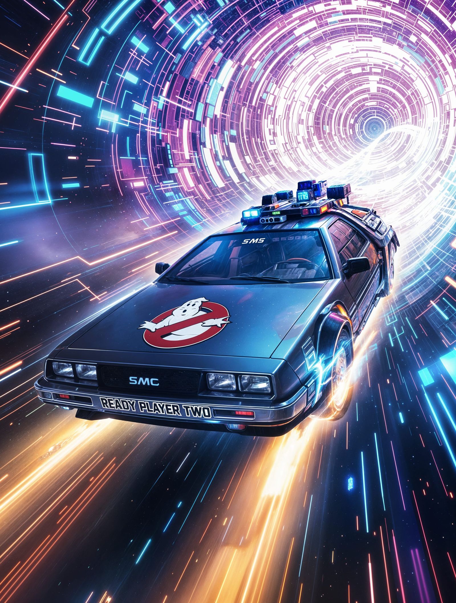 Ready Player Two: Neon DeLorean Soars Through Wormhole