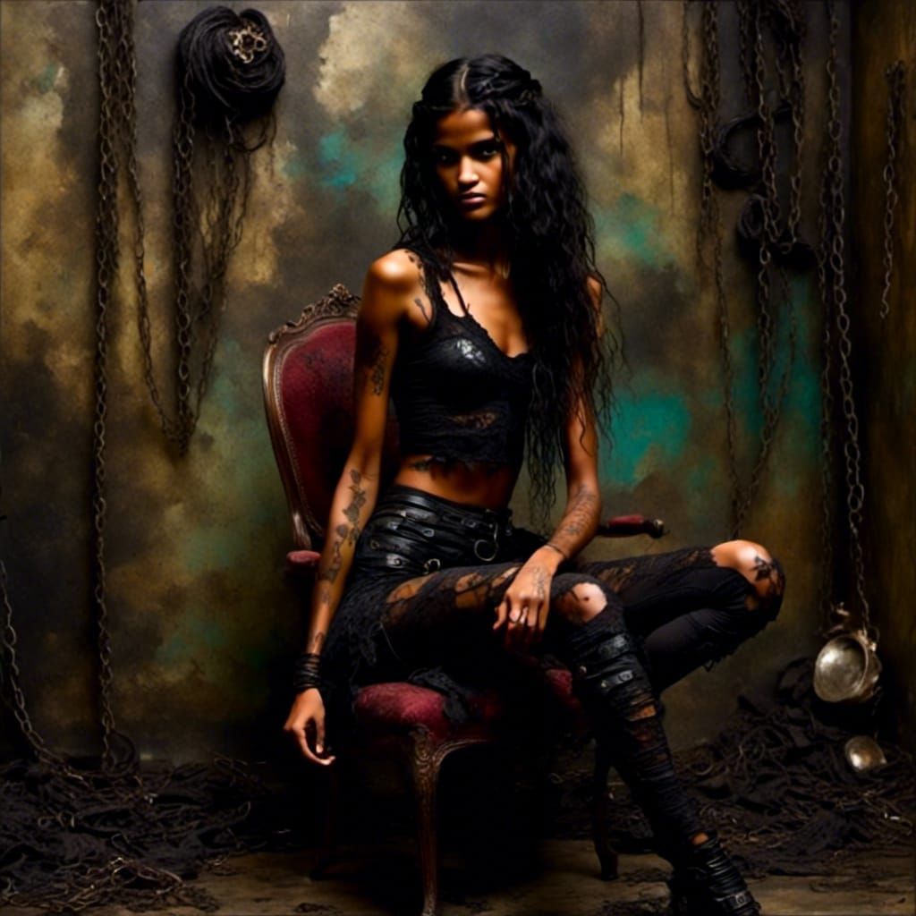 Black Bikini Portrait with Swirling Smoke