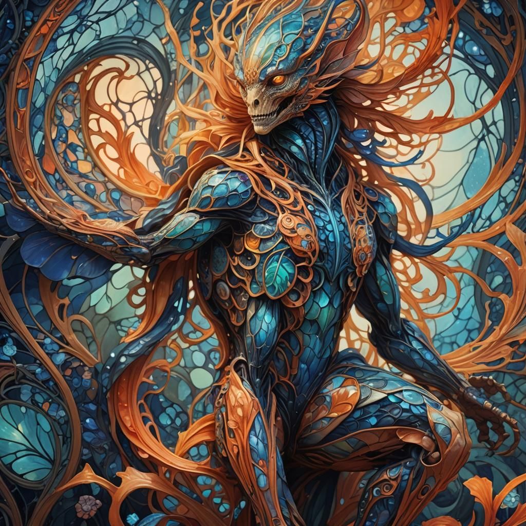 Mystical Creature's Anatomy in Art Nouveau Style