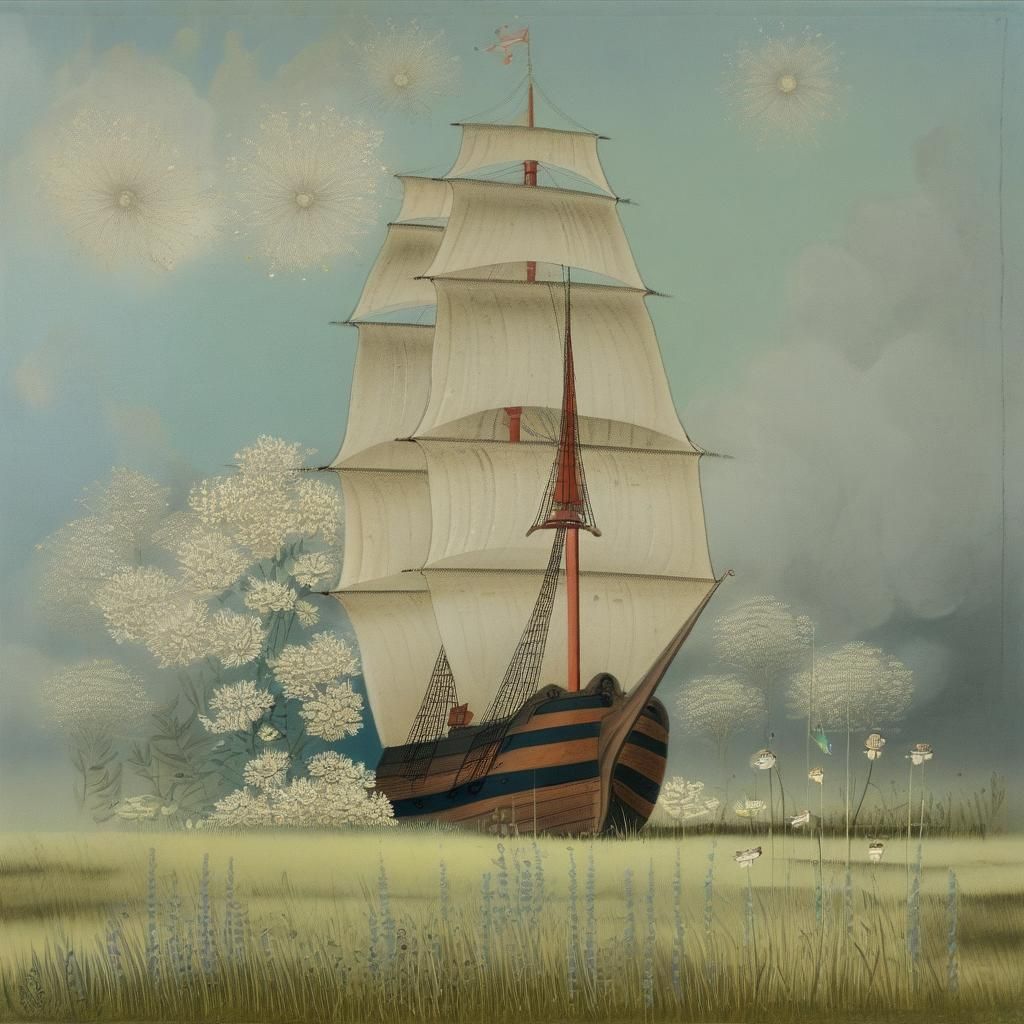 Ship Mysteriously Appears in Sunny Meadow