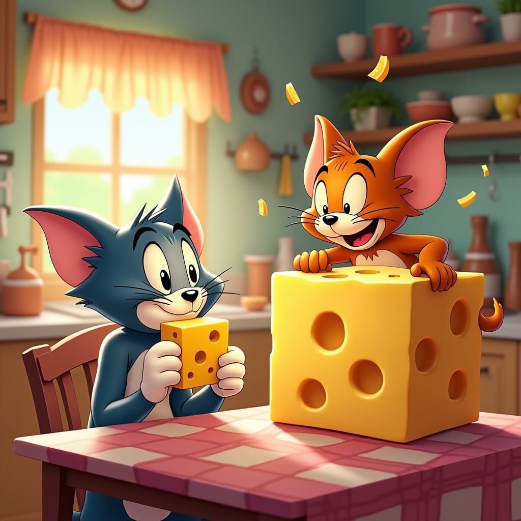 Tom and Jerry: A Whimsical Kitchen Truce