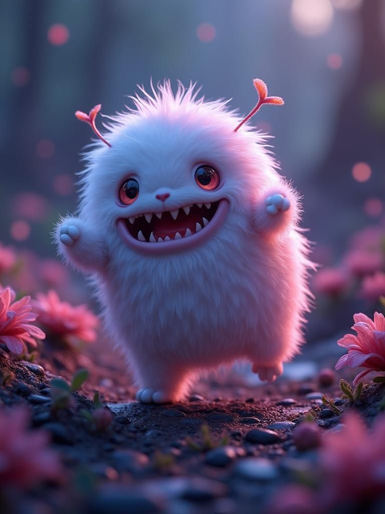 Whimsical Fluffy Alien Creature on Alien Planet