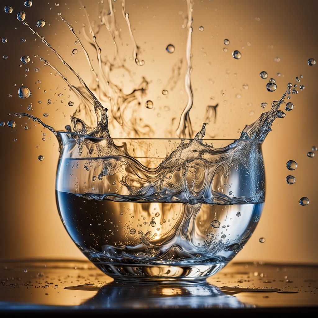 High-Speed Water Splash in Crystal Glass