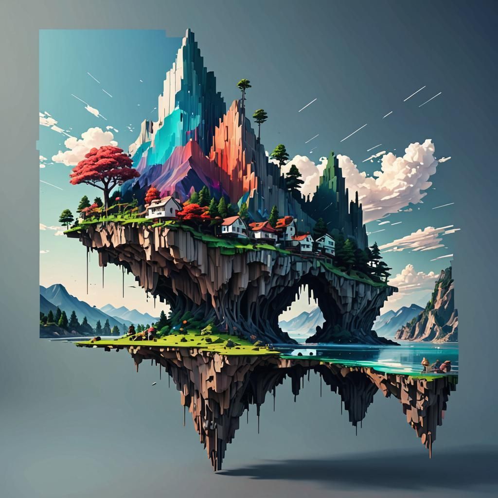 Pixel strange world mountain