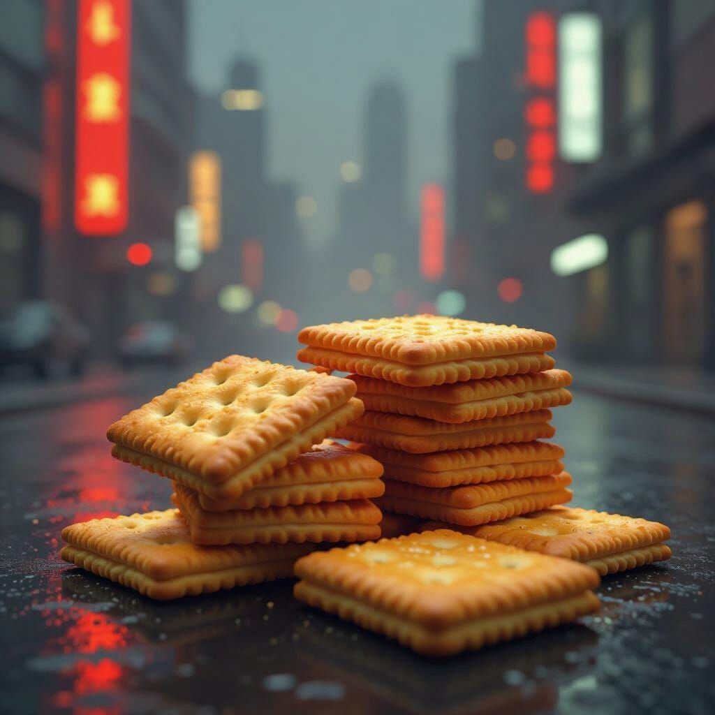 Dystopian Ritz Crackers in Industrial Futuristic Style