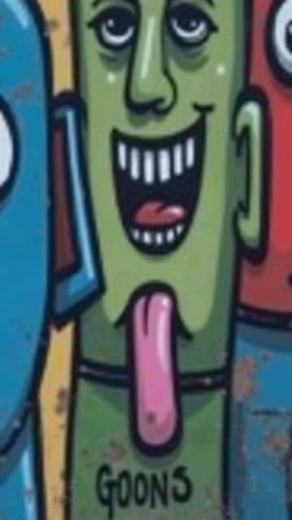 Graffiti Mural of Goons on Urban Wall