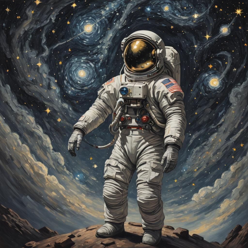 Astronaut in Starry Liminal Space