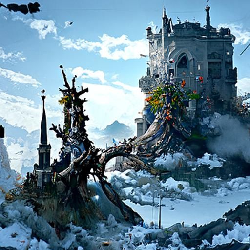 Galathilion: Whimsical Fantasy Landscape with White Tree