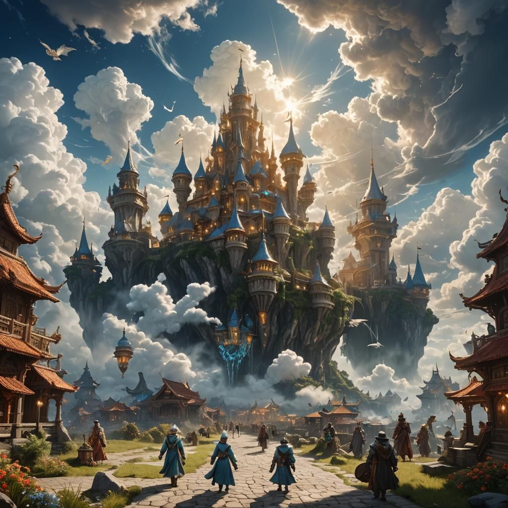 Radiant Kingdom of Light Floating in Clouds