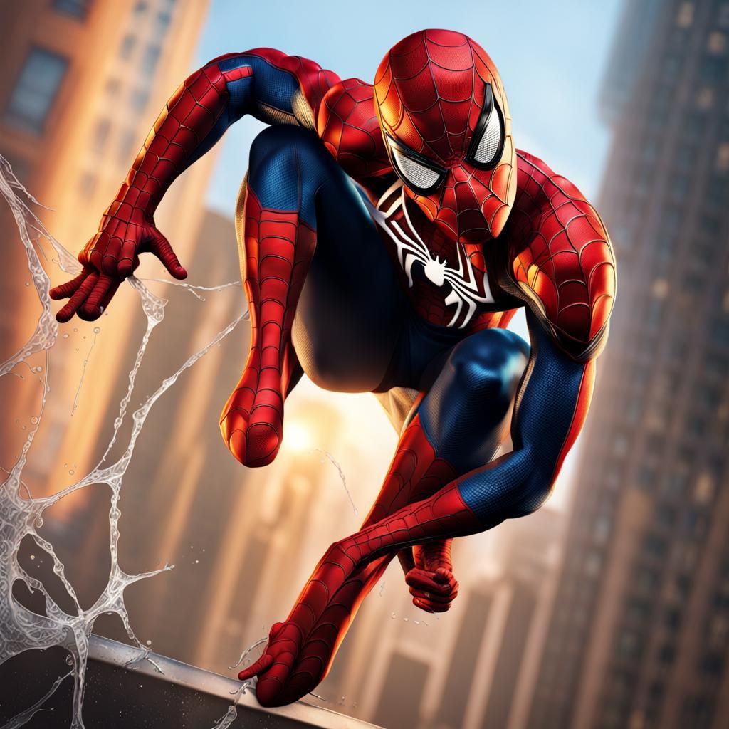 Hyperrealistic Spider-Man Splash Art Concept