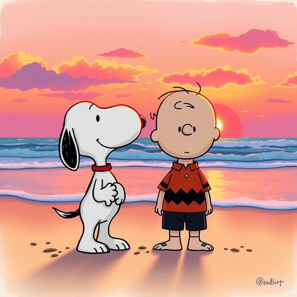 Timeless Friends Watch Sunset on Sandy Beach