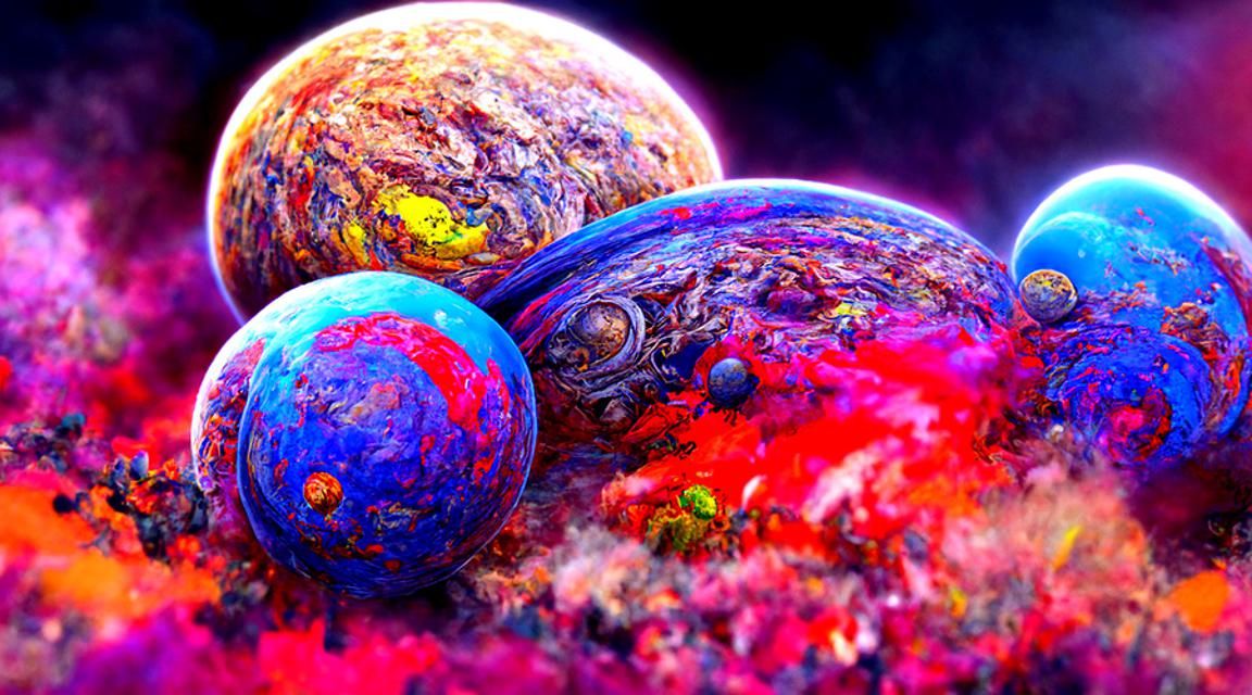 Colorful Planetary Collision Concept Art in 8K