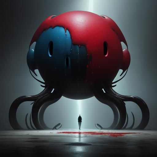 Rainbow Slug Creature in Surreal Oil Painting