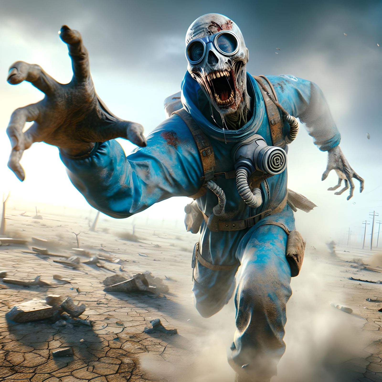 Hazmat Zombie Reaching Out in Wasteland Biome