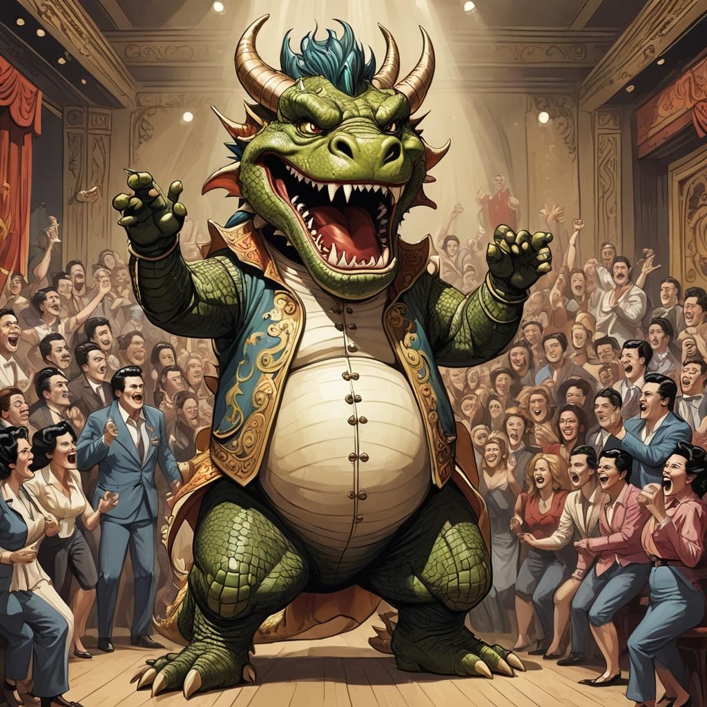 Dragon Elvis Impersonator on Stage