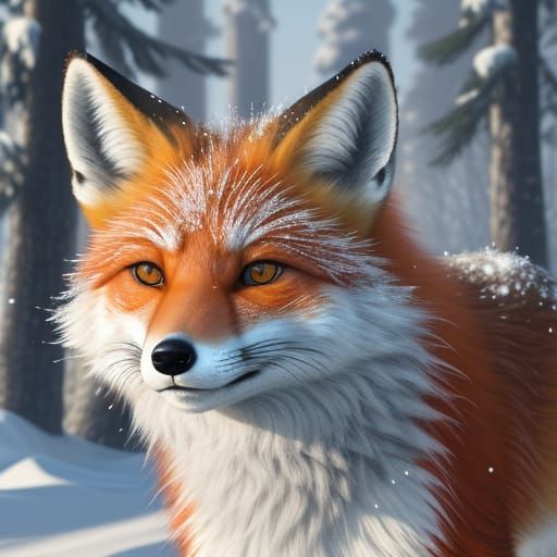 Majestic Red Fox in Frosty Winter Wonderland