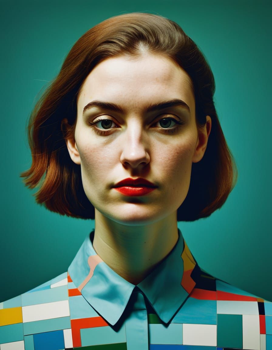 Cubist Portrait of a Young Woman in Collage