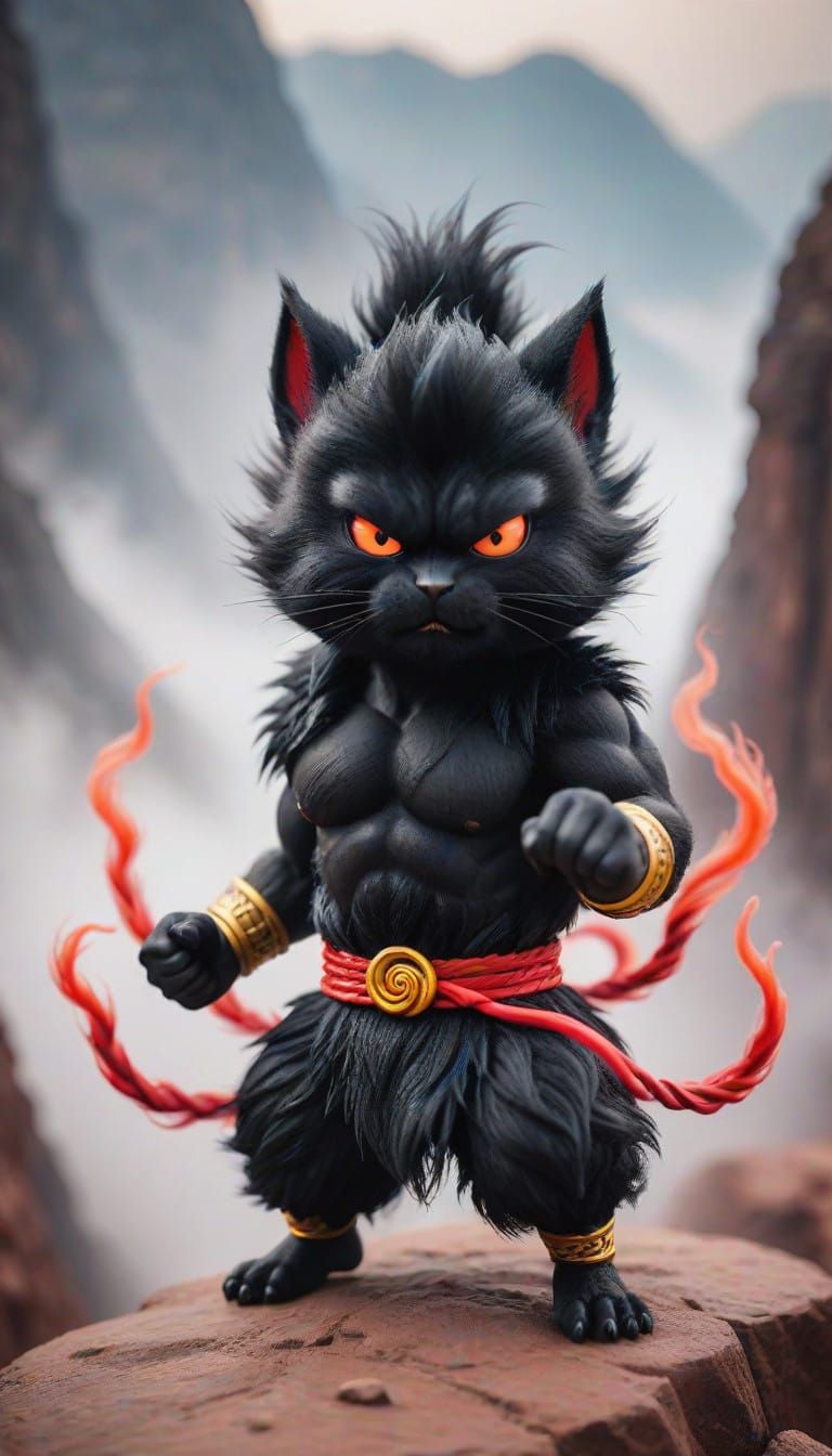 Ethereal Majin Warrior in a Rocky Canyon