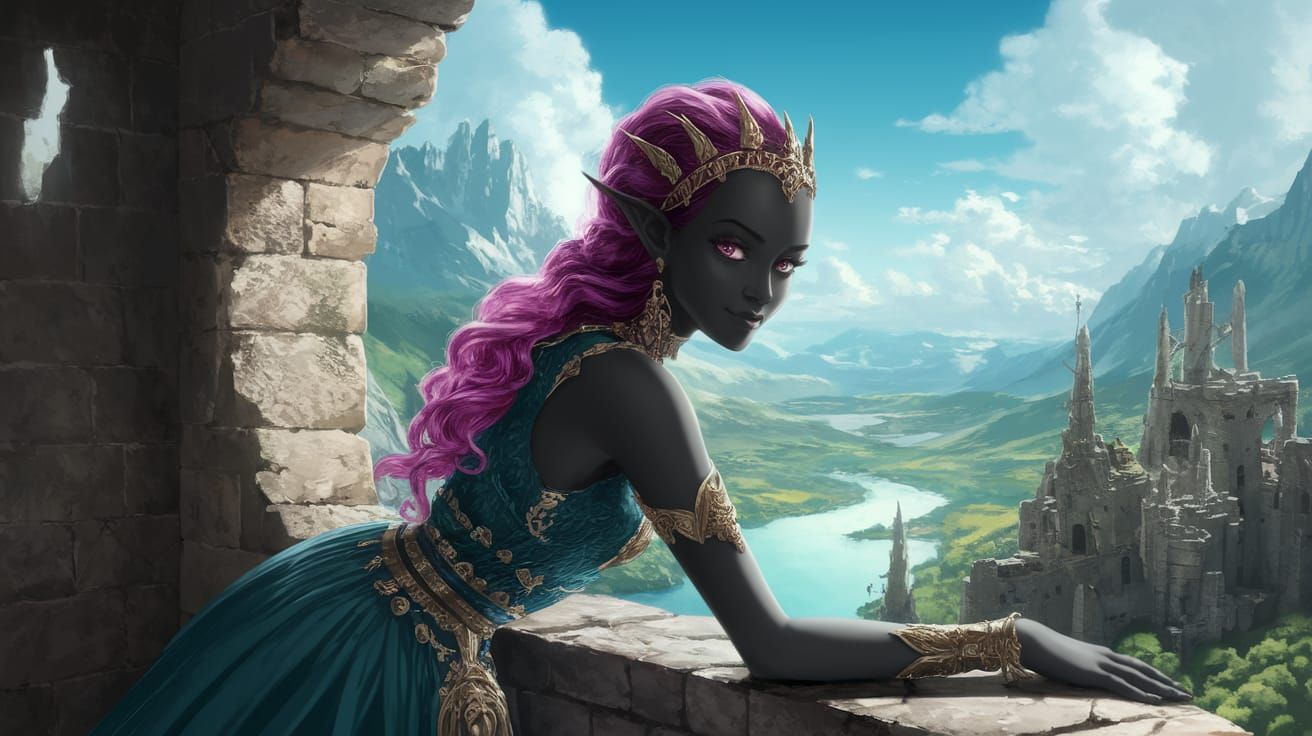 Dark Elf Princess in Hyrule Style, Anime-Inspired Art