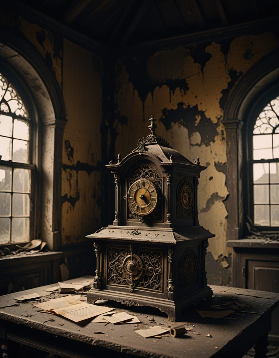 Ethereal Abandoned Attic Scene in Gothic Romanticism Style