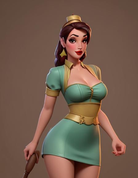 Jasmine Pin-Up with Scimitar in CGI Style