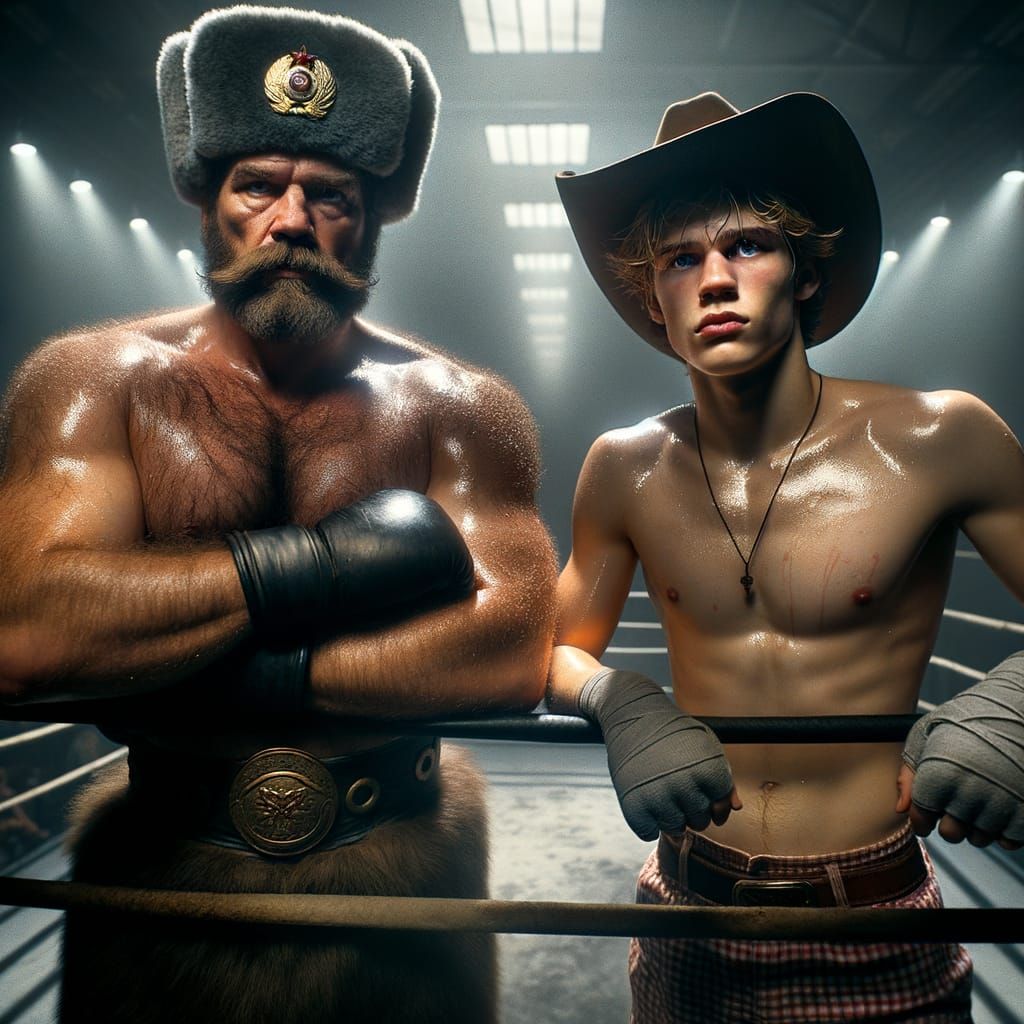 Boxing Match in a Dramatic, Atmospheric Setting
