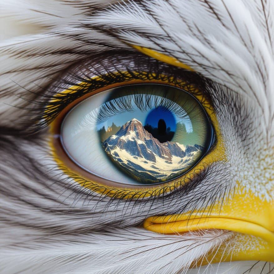 Eagle Eye Reflects Mountain Majesty