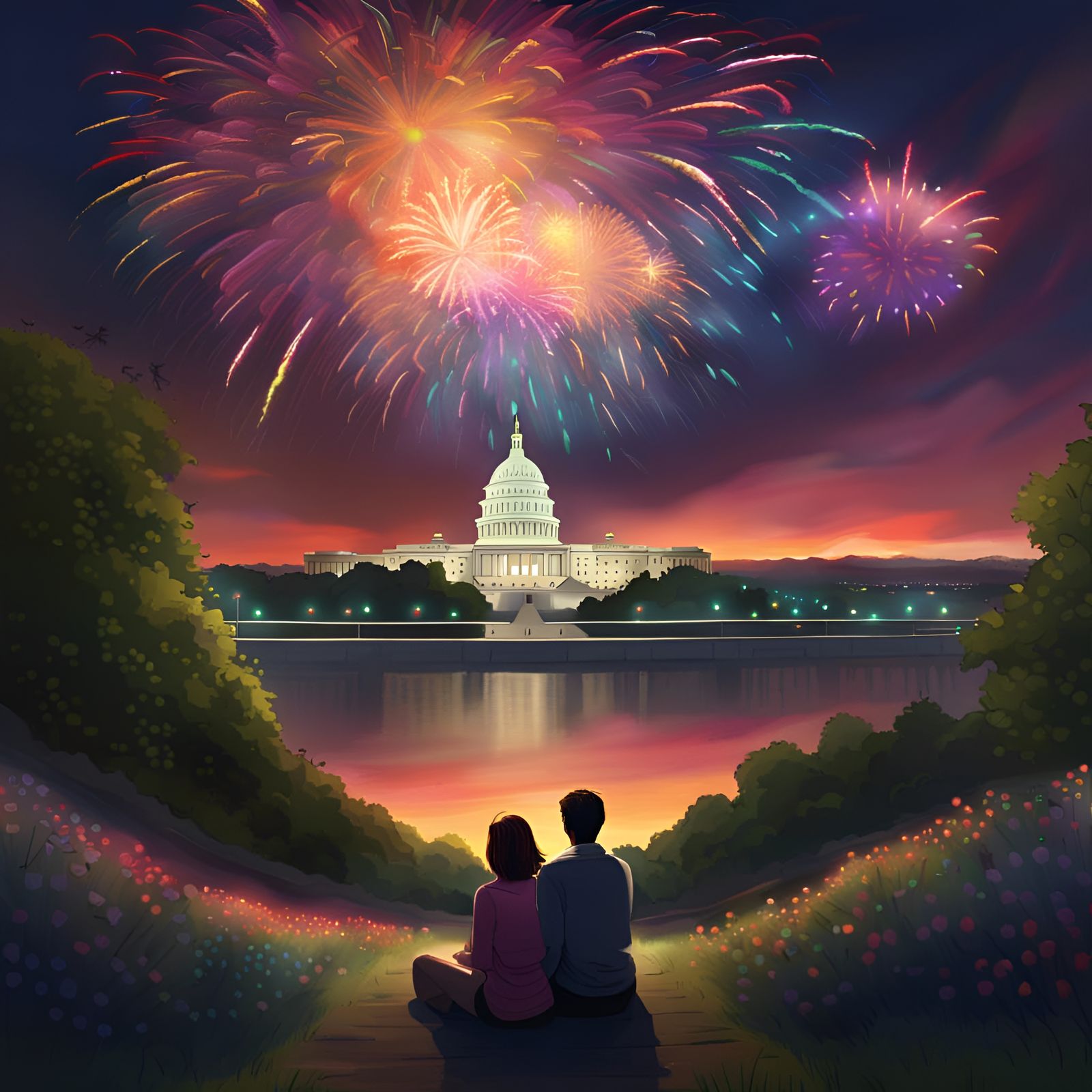 Fireworks above Washington DC - 4th of July