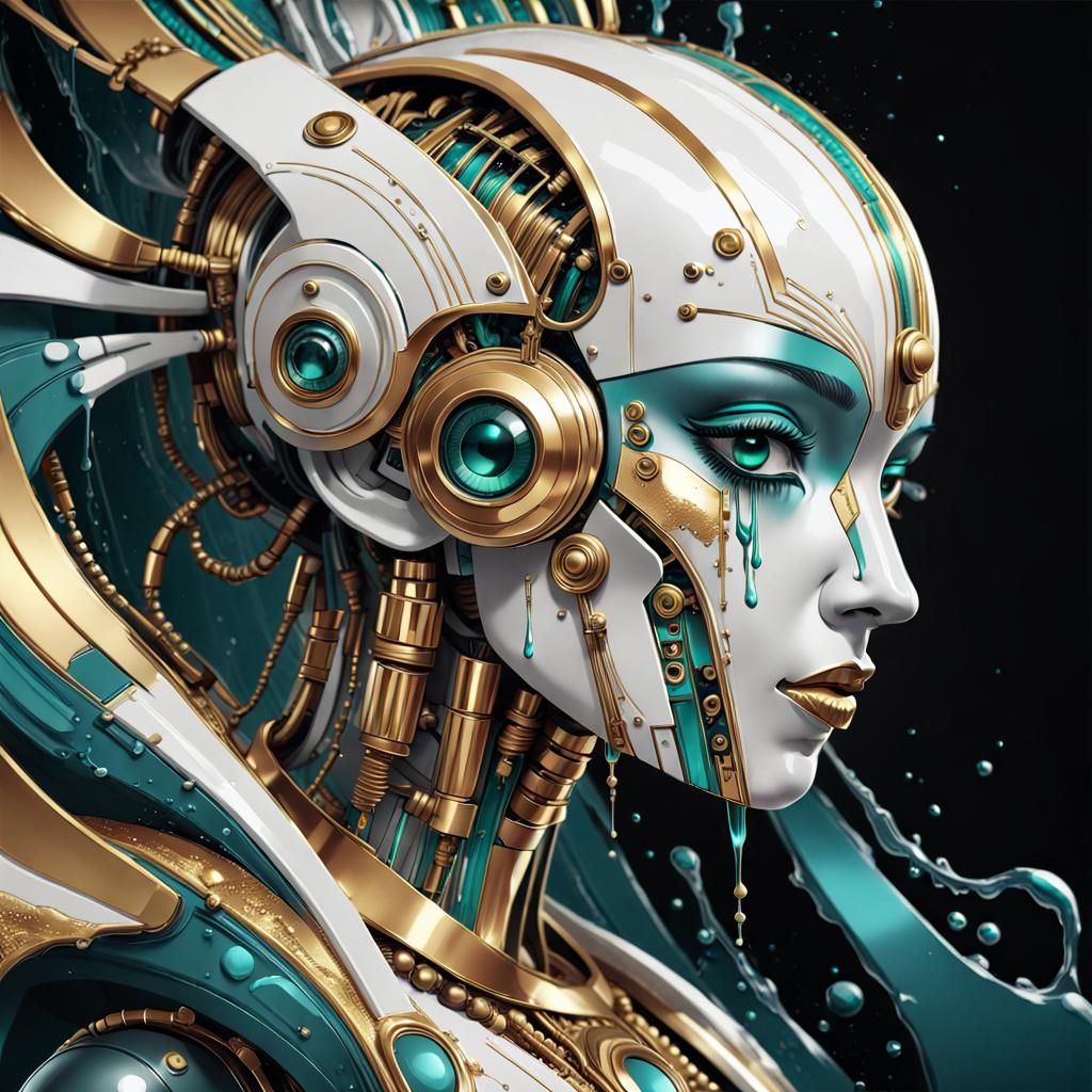 Art Deco Robot Portrait in Afrofuturism Style