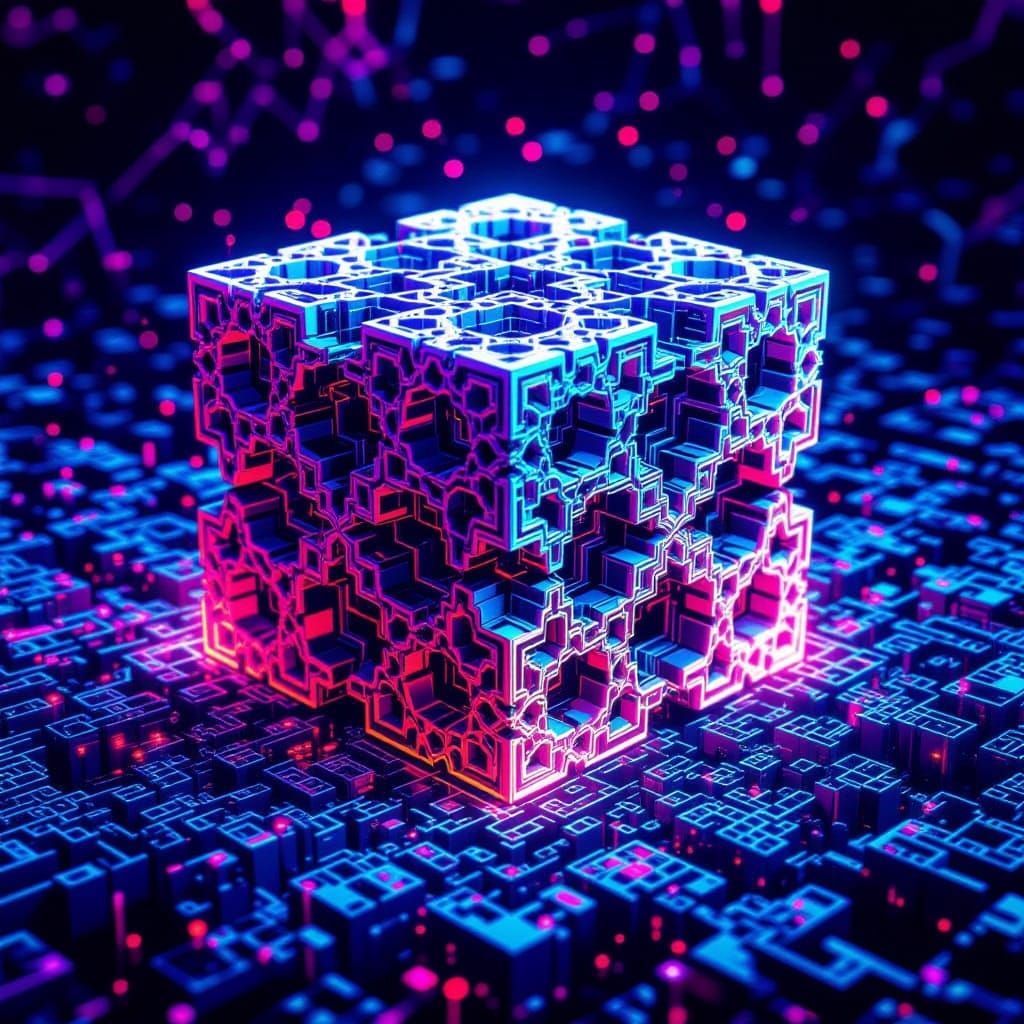 Fractal Geometry in Psychedelic Neon 3D