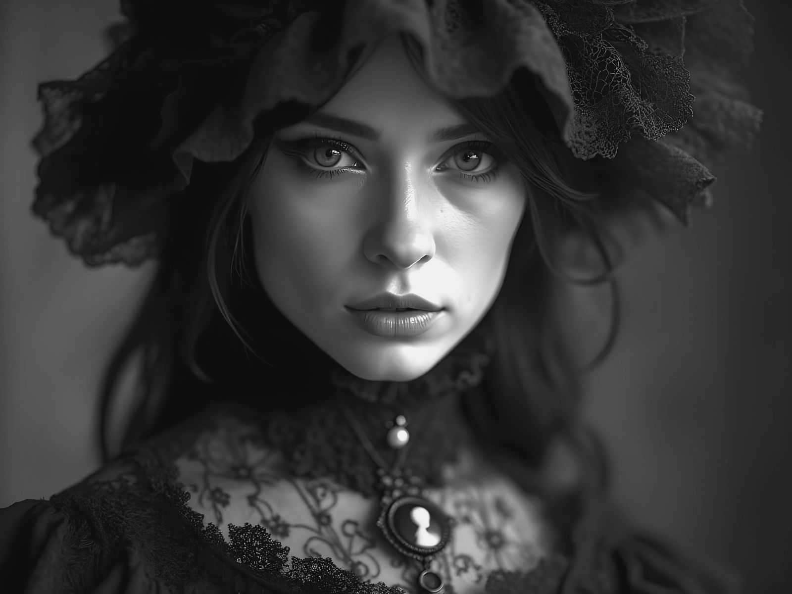 Victorian Gothic Beauty in Mysterious Attire