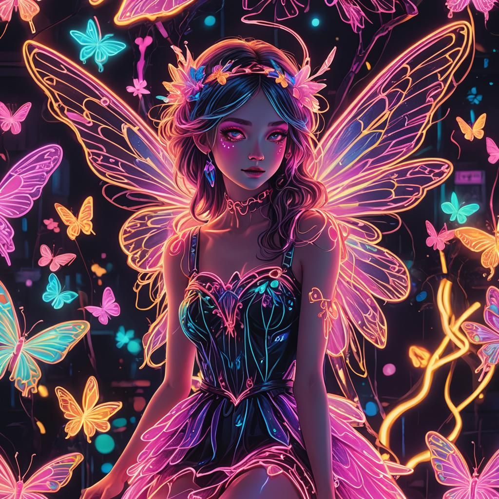 Neon Fairy Art