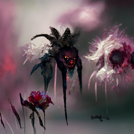 Sinister Demon Flowers: A Gothic Digital Painting