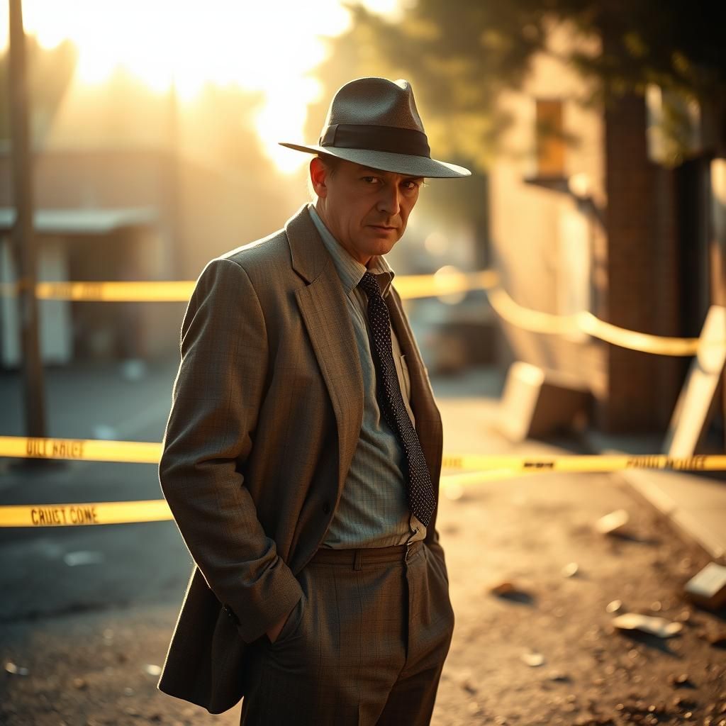 1970s Detective at Crime Scene, Professional Photography