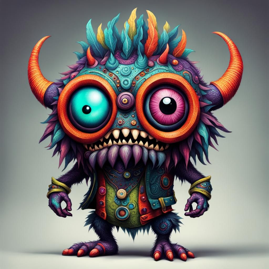 Funky Dystopian Monster in Vivid Colors