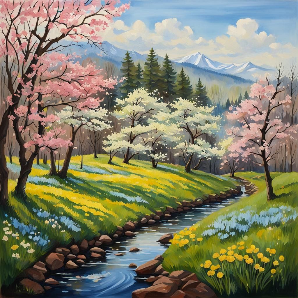 Gouache Painting: Detailed Glimpses of Spring