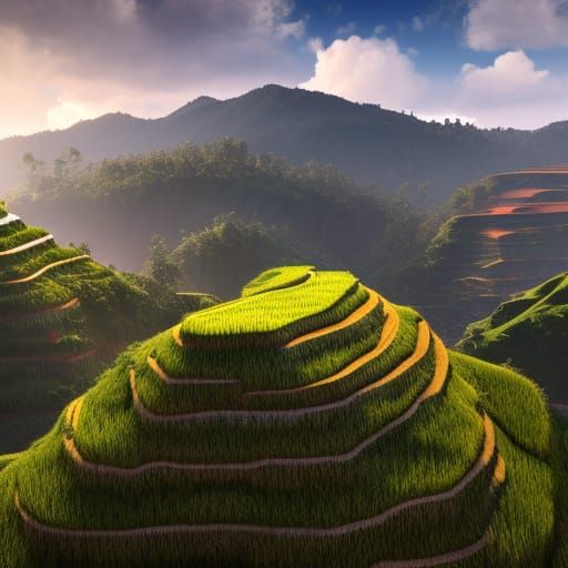 Fantastical Benguet Rice Terraces: Detailed Matte Painting