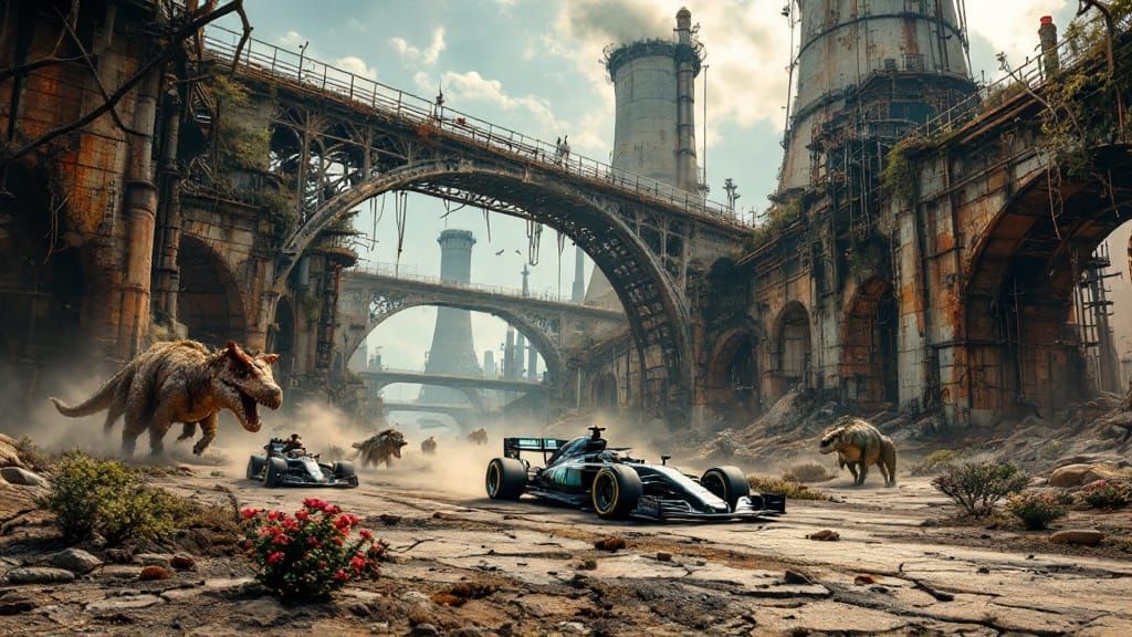 Dystopian Refinery in Post-Apocalyptic Wasteland, Formula On...