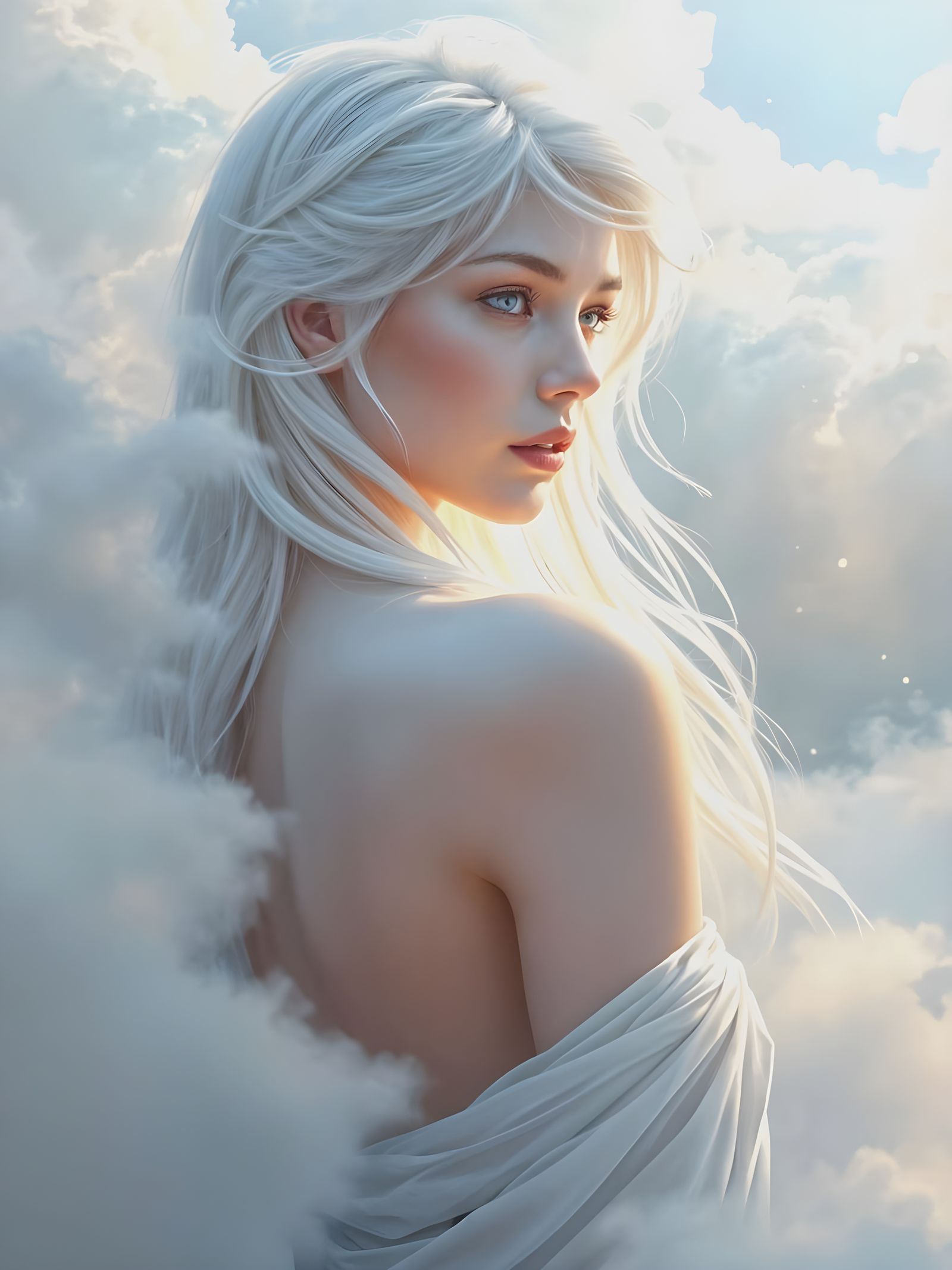 Ethereal Goddess Portrait in Simon Stalenhag Style