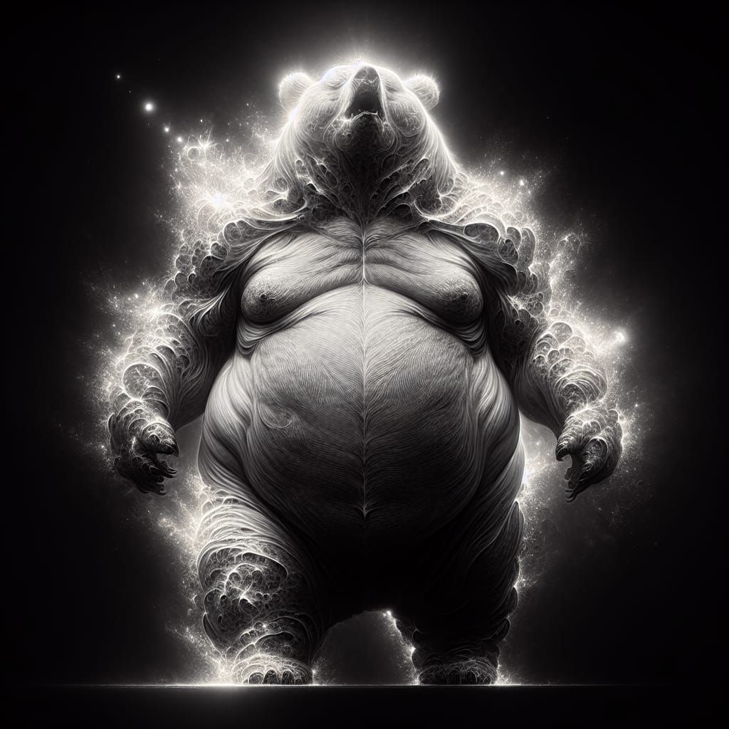 Obese Bear Optical Macrophotograph in 3D