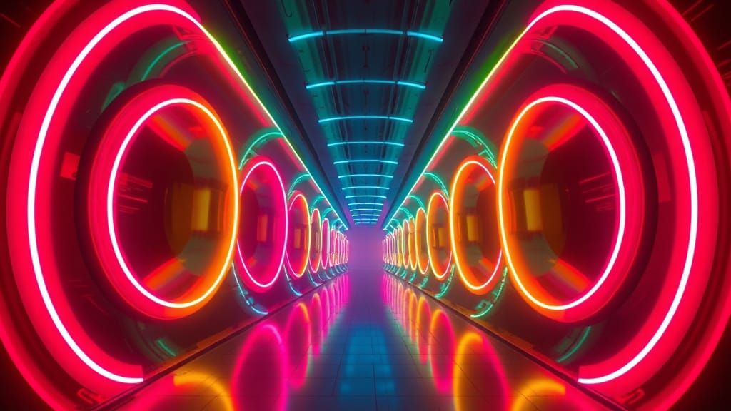 Neon Ovals Merge in Cybernetic Futurism