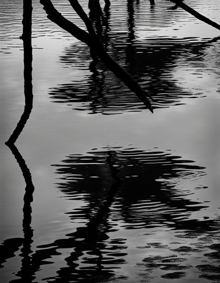 Evocative Black and White North Star Reflection