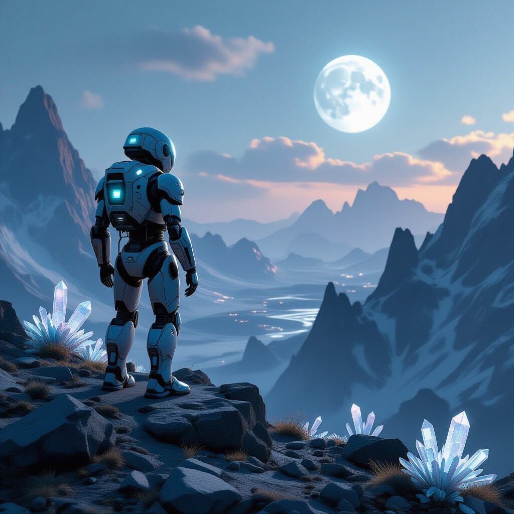 Robot Explorer on Alien World: Cinematic Vista