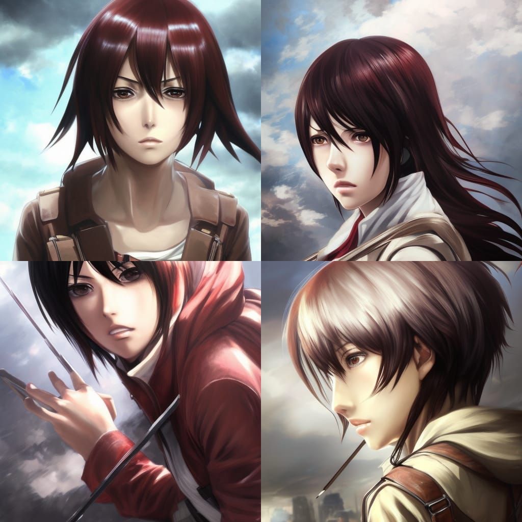 Mikasa Ackerman Portrait in Animation Style