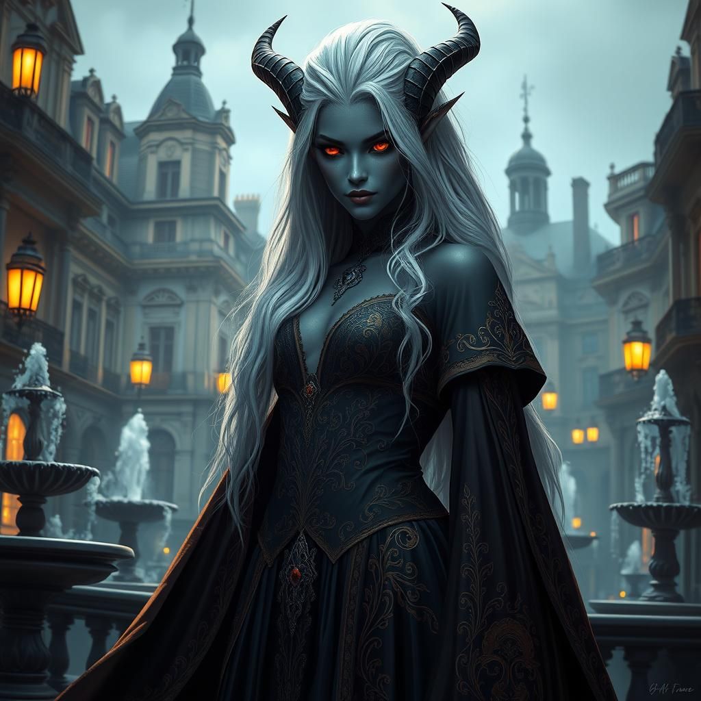 Drow Female in French Renaissance Cityscape