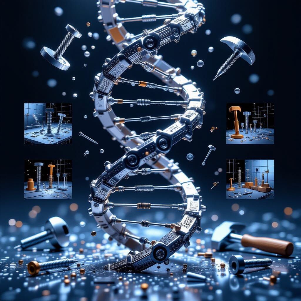 Hyperrealistic Microscopic Screw DNA Structure